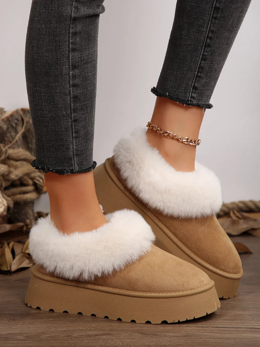 Schneeflöckchen Boots – Flauschige Damen-Stiefeletten für kalte Tage