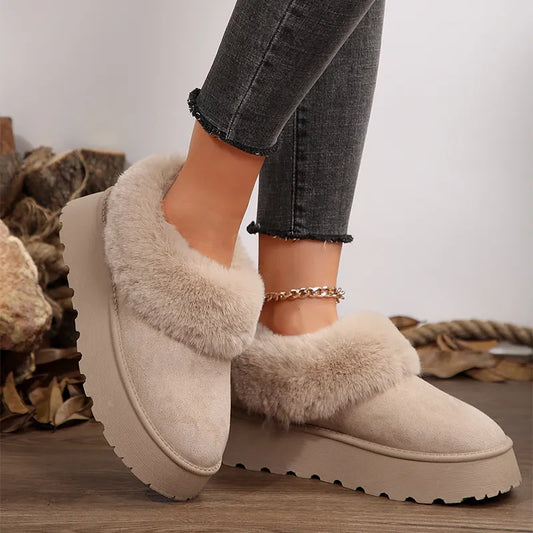 Schneeflöckchen Boots – Flauschige Damen-Stiefeletten für kalte Tage