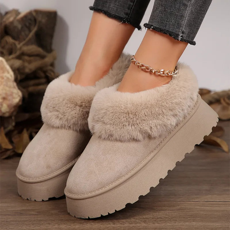 Schneeflöckchen Boots – Flauschige Damen-Stiefeletten für kalte Tage